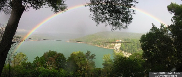 Rainbow over Marathon Lake, Greece